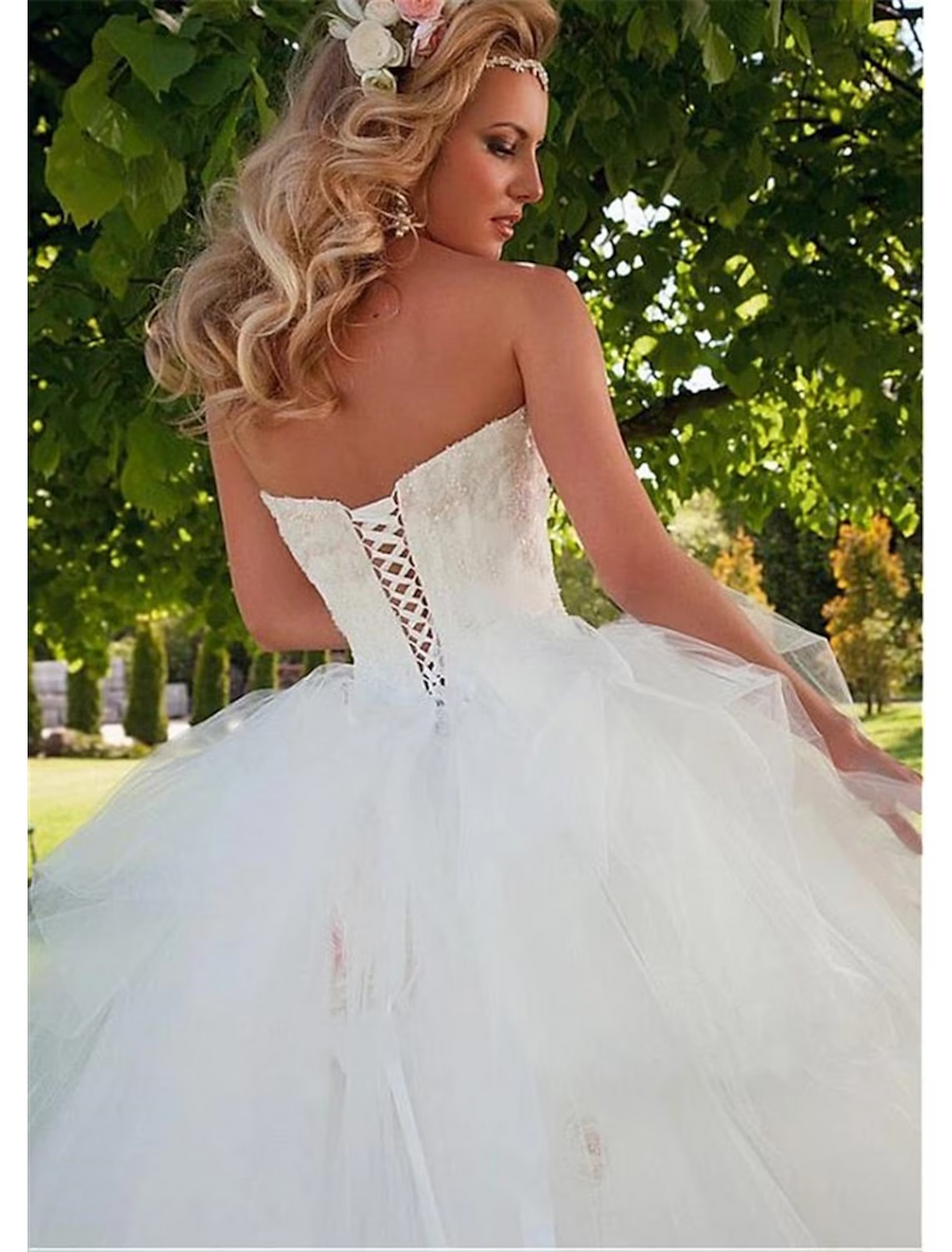 Engagement Formal Wedding Dresses Floor Length Ball Gown Strapless Sweetheart