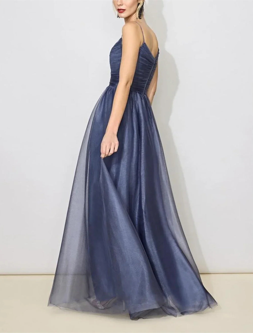 Bridesmaid Dress V Neck Sleeveless Elegant Floor Length with Ruching