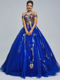 Ball Gown Prom Dresses Sparkle & Shine Dress Quinceanera Floor Length Sleeveless Off Shoulder