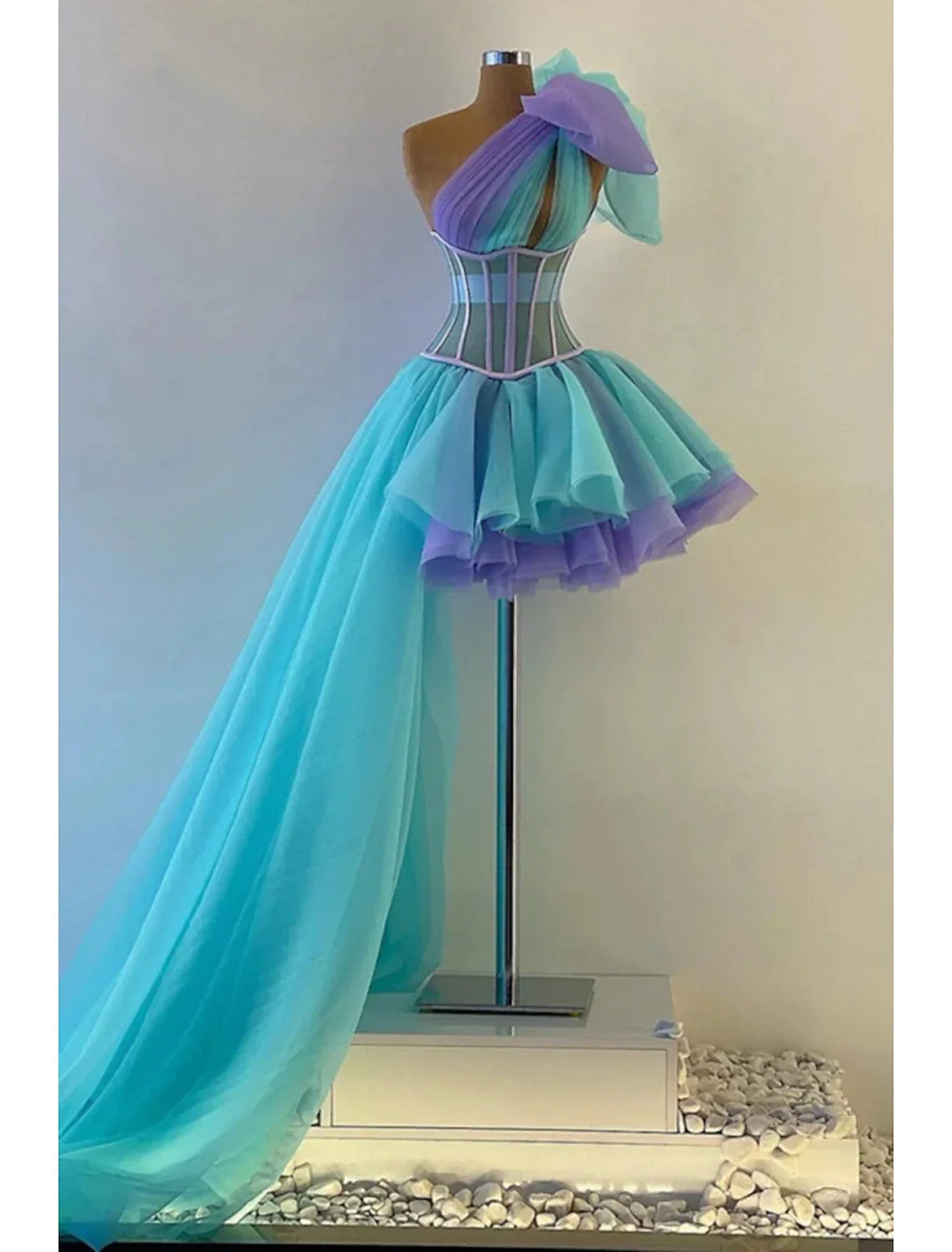 Quinceanera Dresses Corsets Dress Wedding Party Short / Mini Sleeveless One Shoulder with Bow(s) Pleats