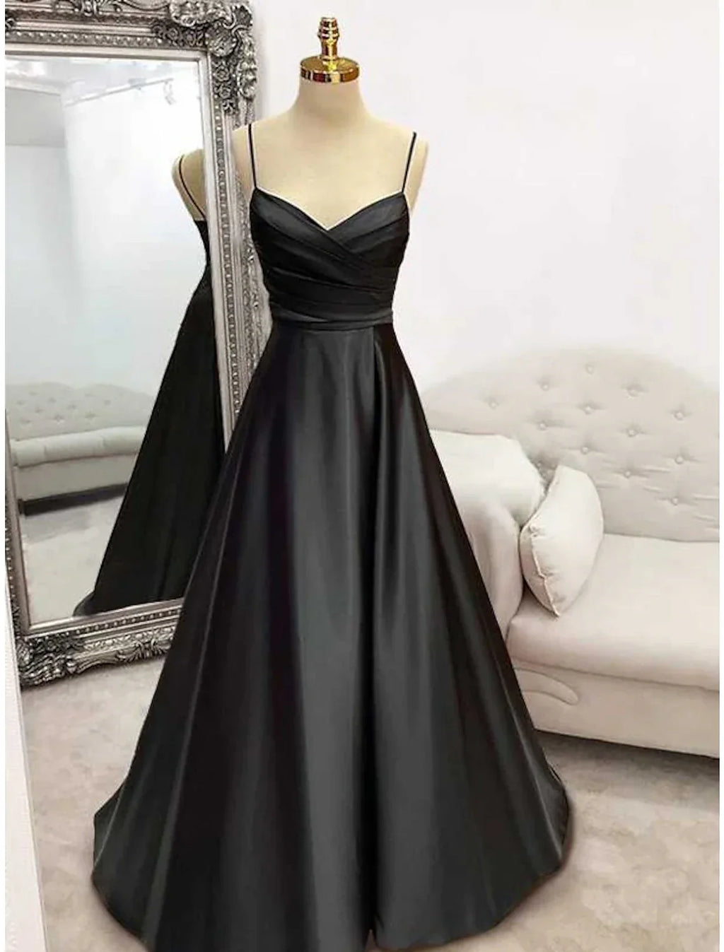 Sheath / Column Evening Gown Sexy Dress Evening Party Floor Length Sleeveless Spaghetti Strap African American Blend Crisscross Back with Ruched Strappy
