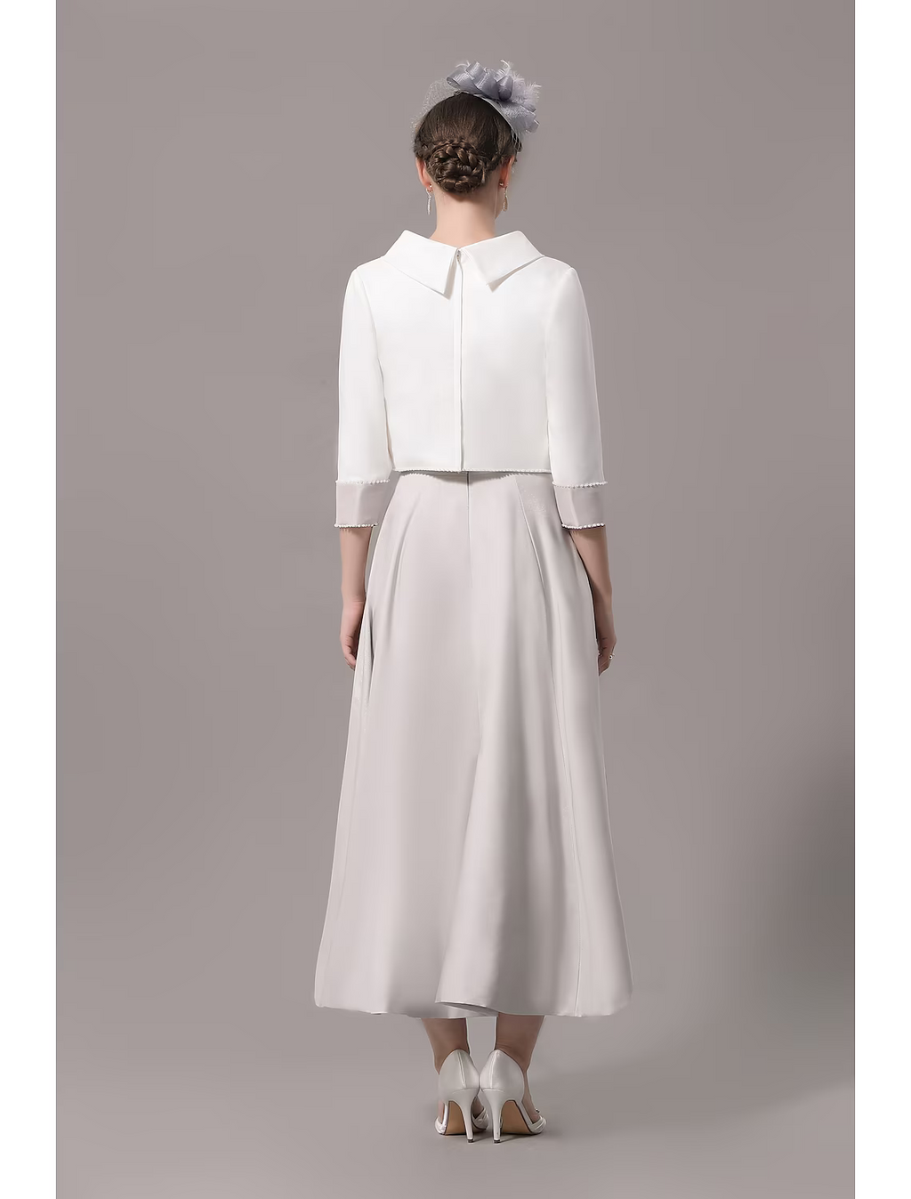 Two Piece Mother of the Bride Dress Church Elegant Ankle Length Sleeve with Bow(s)
