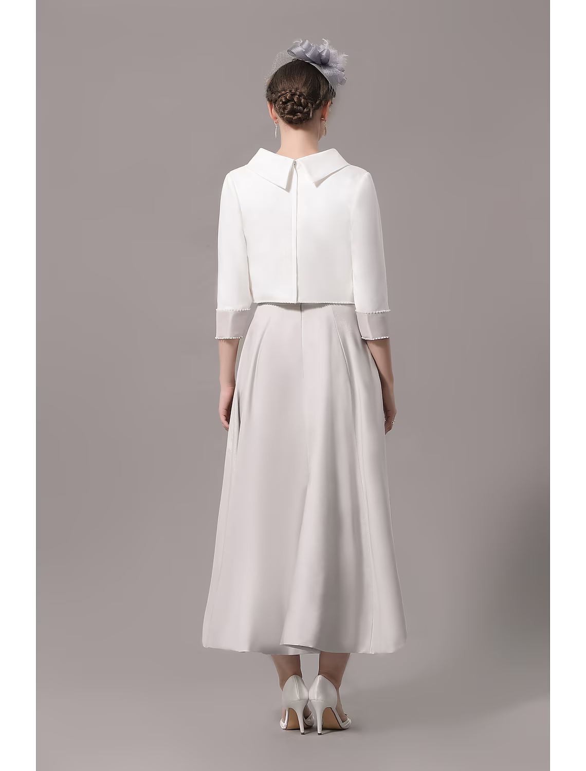 Two Piece Mother of the Bride Dress Church Elegant Ankle Length Sleeve with Bow(s)