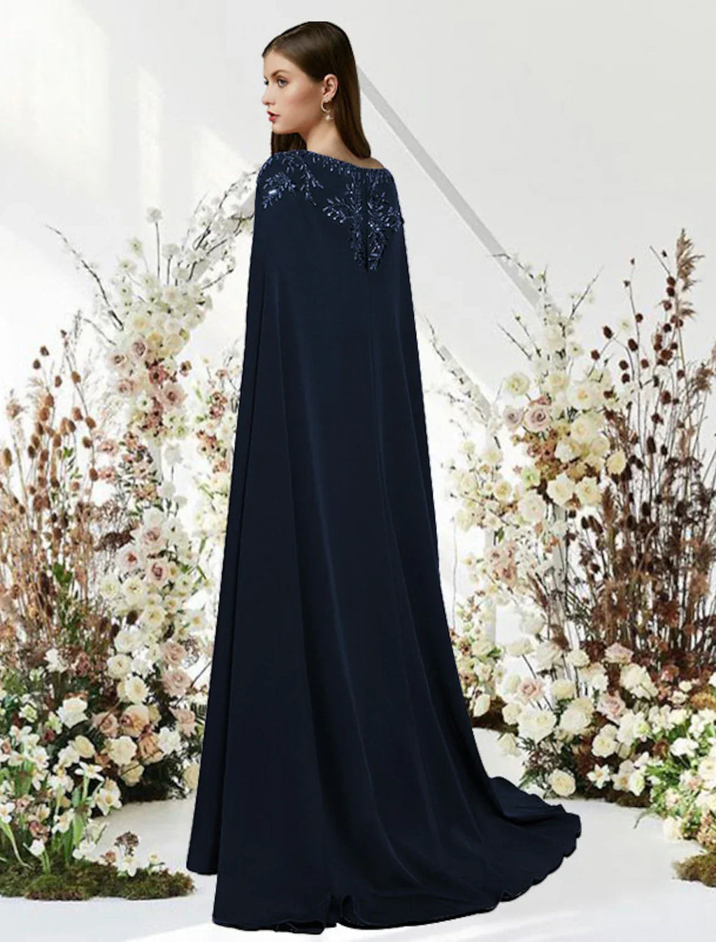 Sheath / Column Prom Dresses Empire Dress Engagement Sweep / Brush Train Sleeveless Jewel Neck with Beading