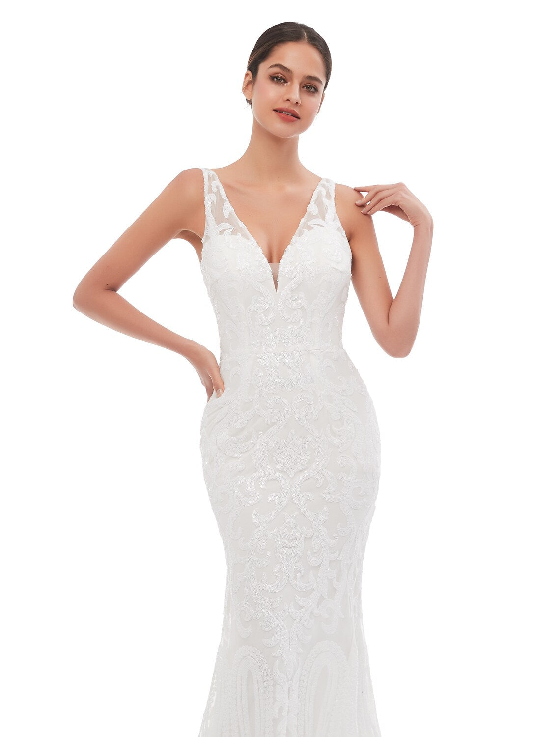 Evening Gown Celebrity Style Dress Engagement Sleeveless V Neck with Embroider