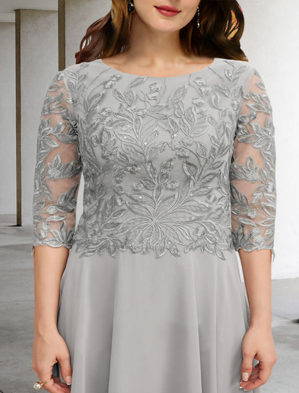 Plus Size Curve Mother of the Bride Dresses Elegant Dress Formal Length Sleeve with Appliques