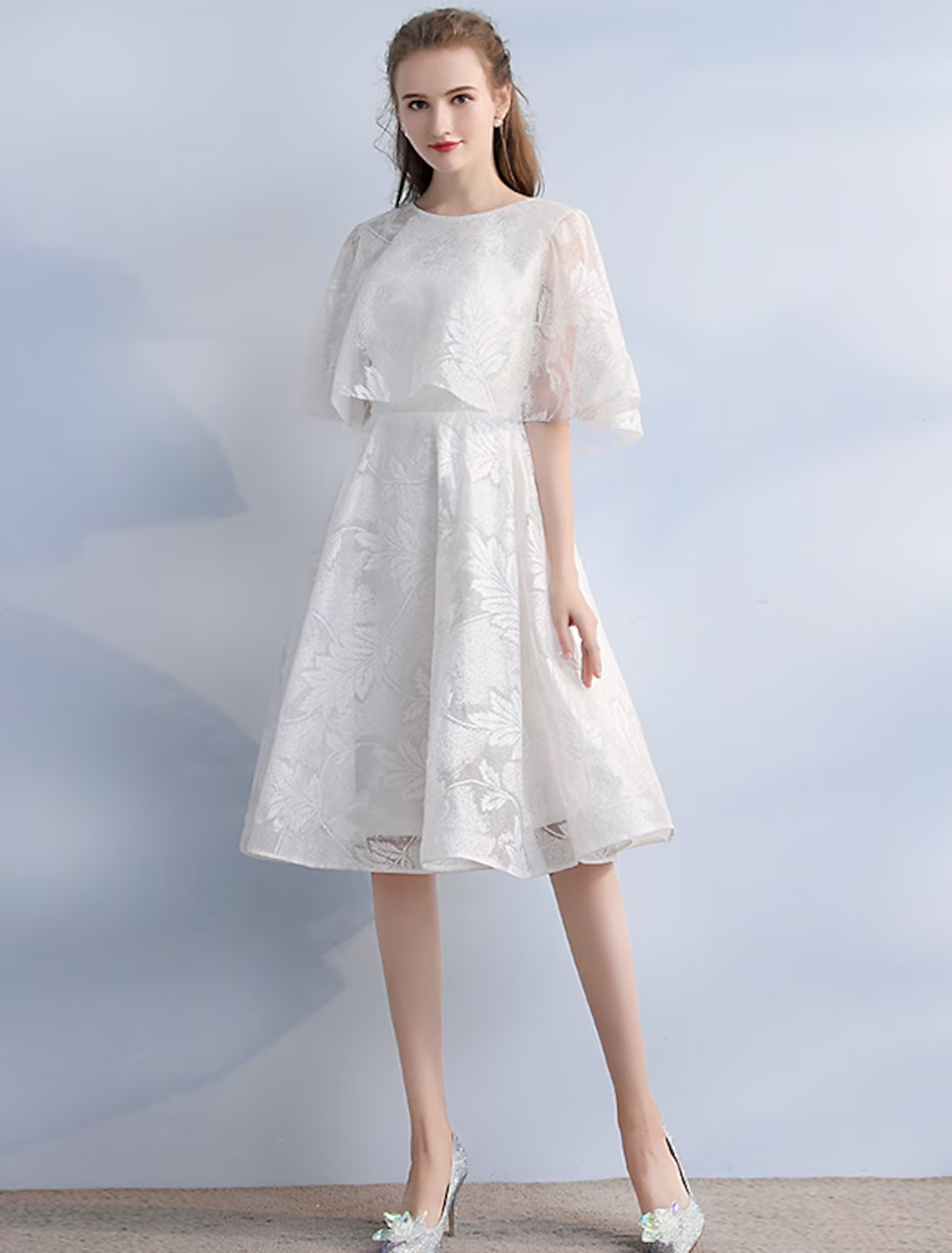Cocktail Dresses Vintage Dress Party Wear Knee Length Half Sleeve Jewel Neck with Sleek