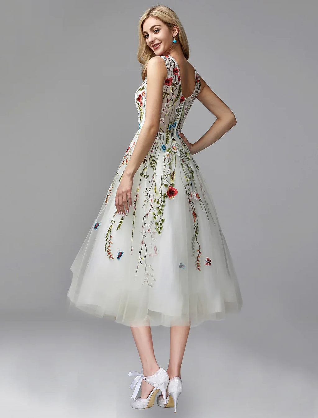 Wedding Length Sleeveless with Appliques