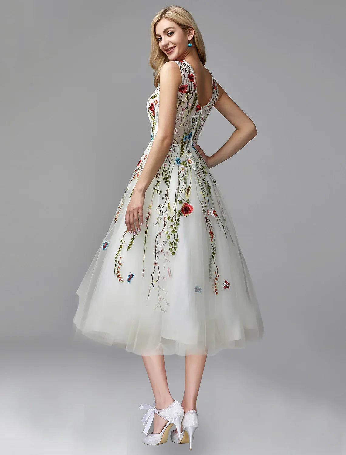 Wedding Length Sleeveless with Appliques
