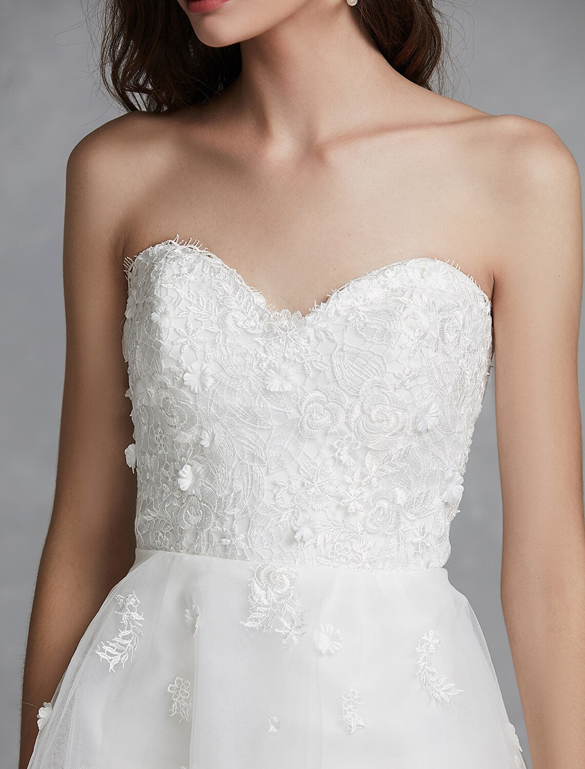 White Open Back Little Dresses Asymmetrical A-Line Strapless With Appliques