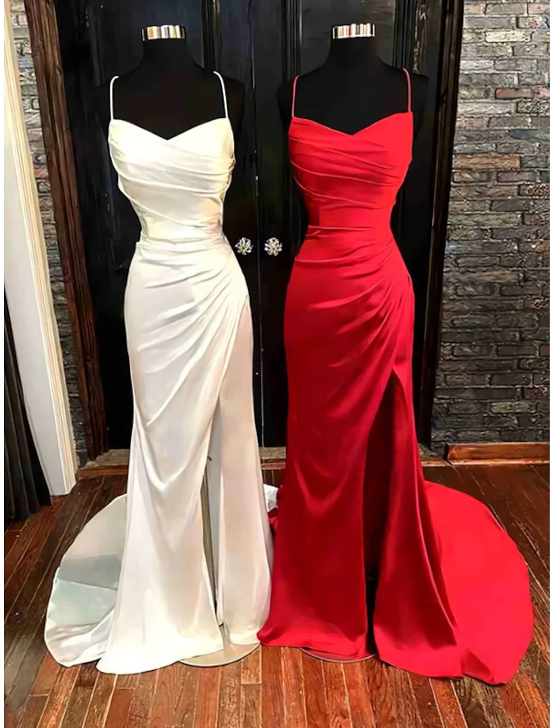 Mermaid / Trumpet Evening Gown Sexy Dress Prom Sweep / Brush Train Sleeveless Sweetheart Bridesmaid Dress Backless with Pleats Ruched Slit
