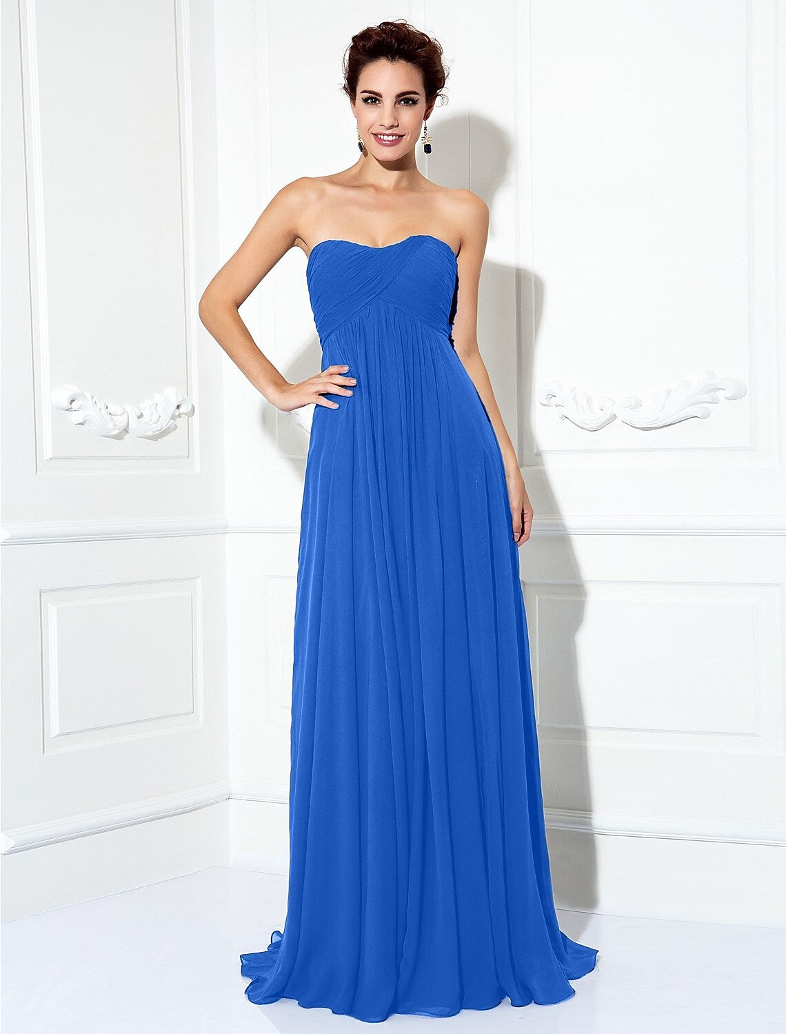 Minimalist Dress Wedding Sleeveless Strapless with Pleats Ruched