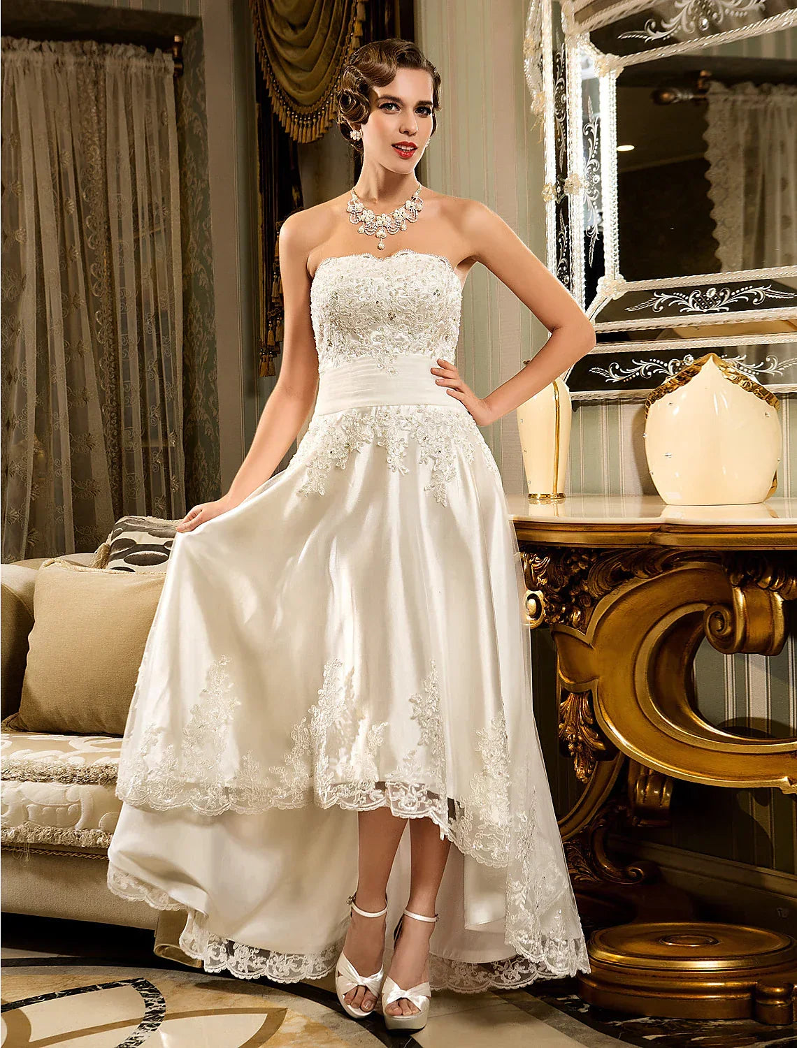 White Open Back Little Dresses A-Line Strapless Strapless Beaded Button