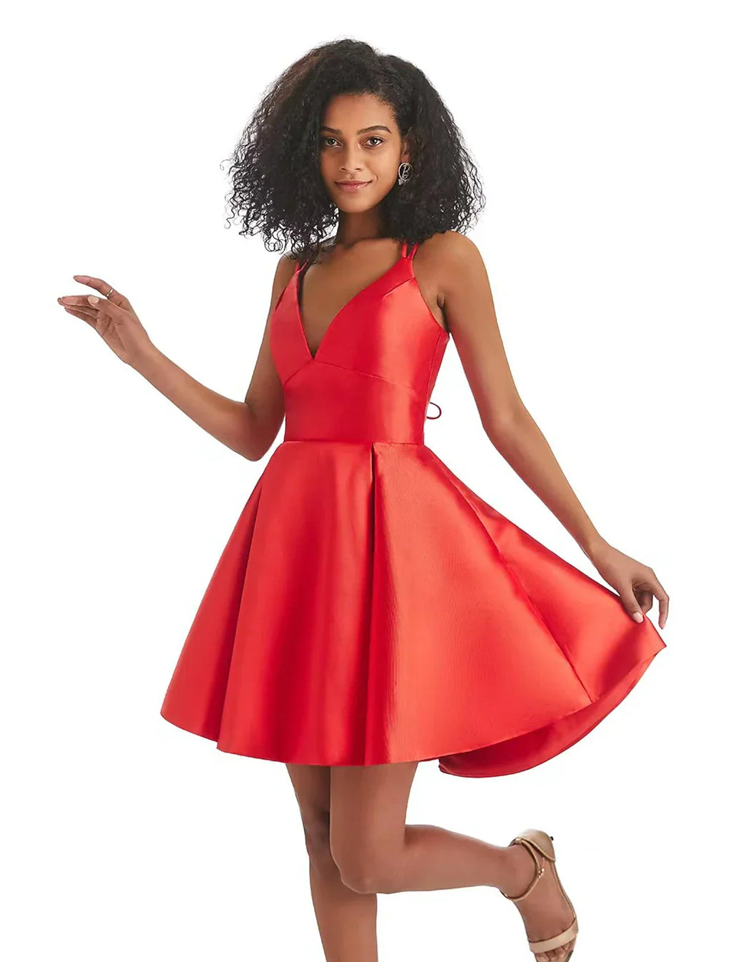 Homecoming Dresses Backless Dress Holiday Birthday Short / Mini Sleeveless V Neck with Pleats