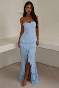 Sophisticated Graceful Stylish Refined Elegant Red Mermaid Strapless Sleeveless Floor-Length Prom Dress