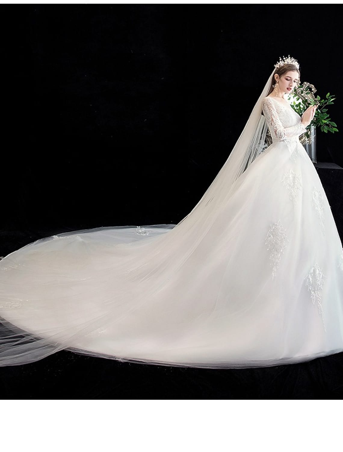 Engagement Formal Wedding Dresses Long Sleeve Off Shoulder Beading