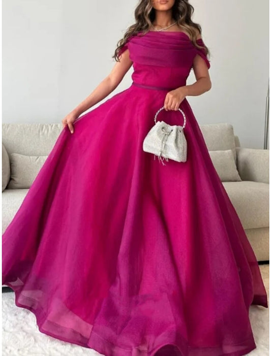 Elegant Red Pleated A-Line Classic-Neck Short-Sleeve Classic-Back Mini-Length Prom Dress