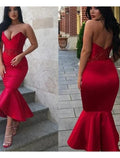 Mermaid / Trumpet Party Dresses Backless Dress Homecoming Cocktail Party Ankle Length Sleeveless V Neck Italy Backless with Appliques