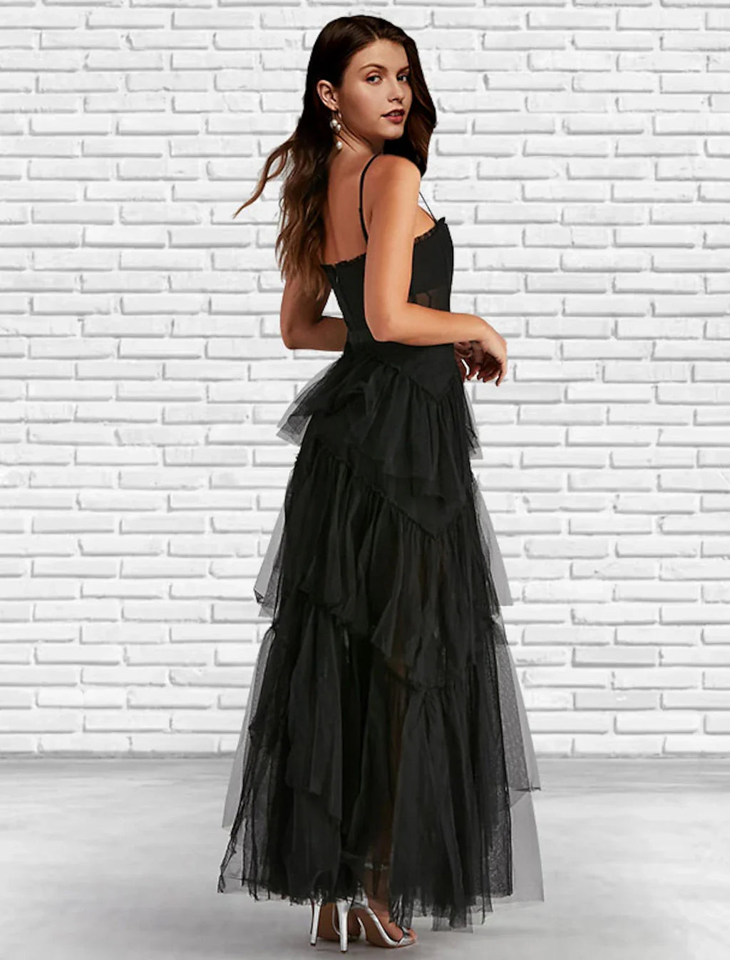 Corsets Dress Party Wear Ankle Length Sleeveless Strapless Ladder Back with Ruffles