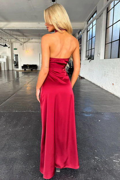 Timeless Chic Elegant Black Satin Sheath High Neck Sleeveless Floor-Length Prom Dress