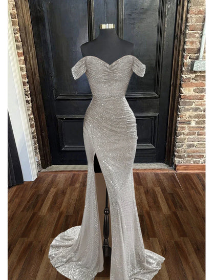 Elegant Red Mermaid Classic-Neck Sleeveless Classic-Back Floor-Length Prom Dress