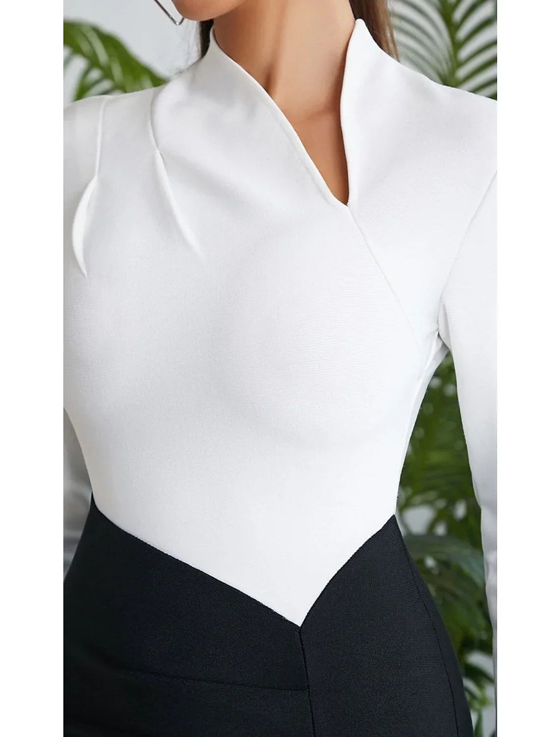Black Sheath Dress Evening Gown Elegant Dress Formal Wedding Guest Floor Length Long Sleeve V Neck Fabric
