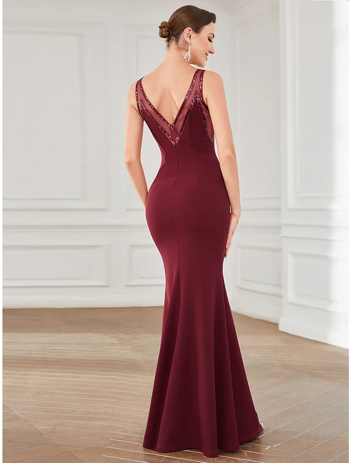 Mermaid / Trumpet Party Dresses Elegant Dress Party Wear Floor Length Sleeveless Jewel Neck with Crystals