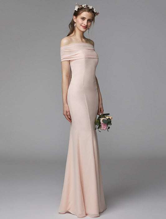 Elegant Red A-Line Strapless Classic-Sleeve Backless Floor-Length Bridesmaid Dress