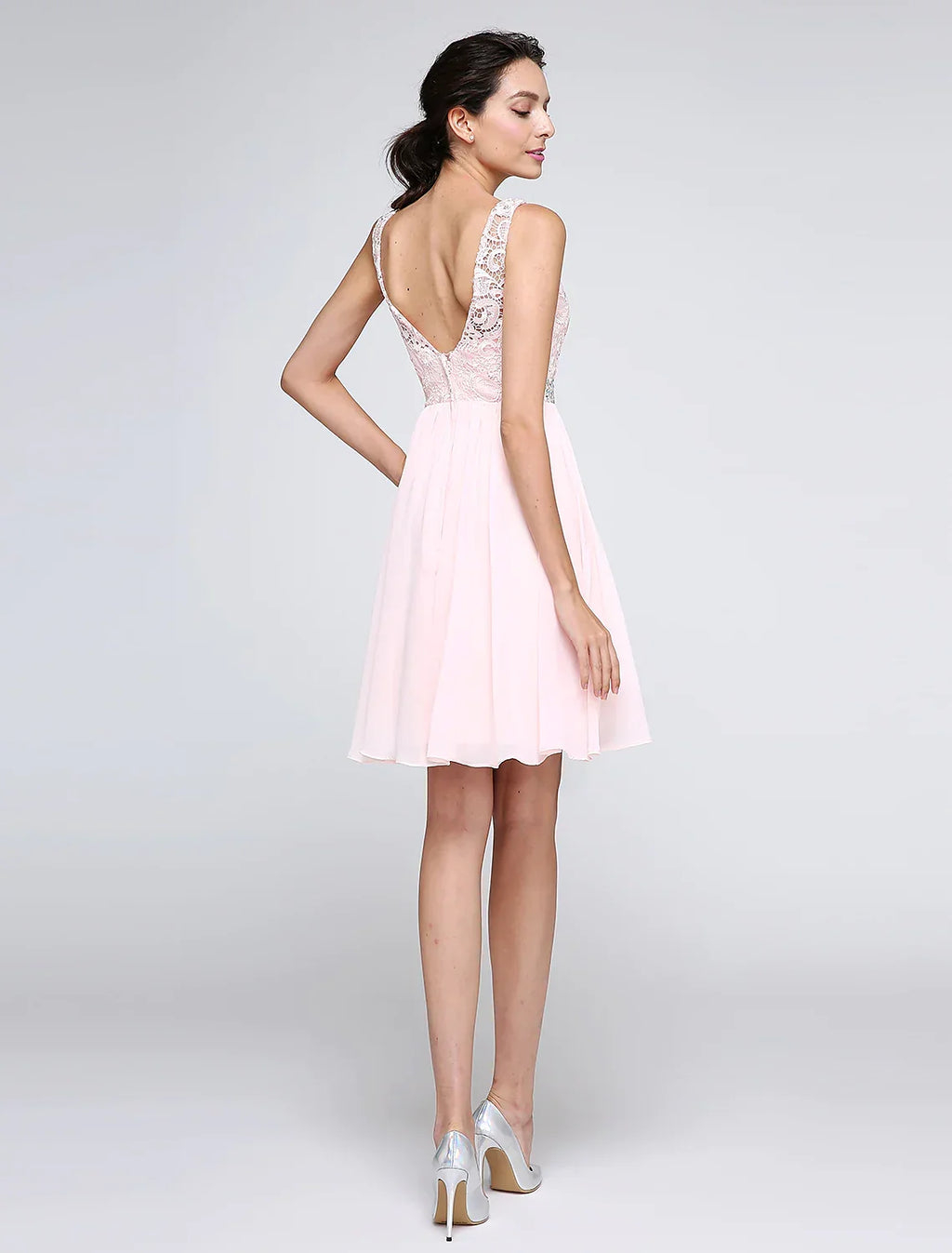 Homecoming Short Mini Sleeveless V Back with Crystals