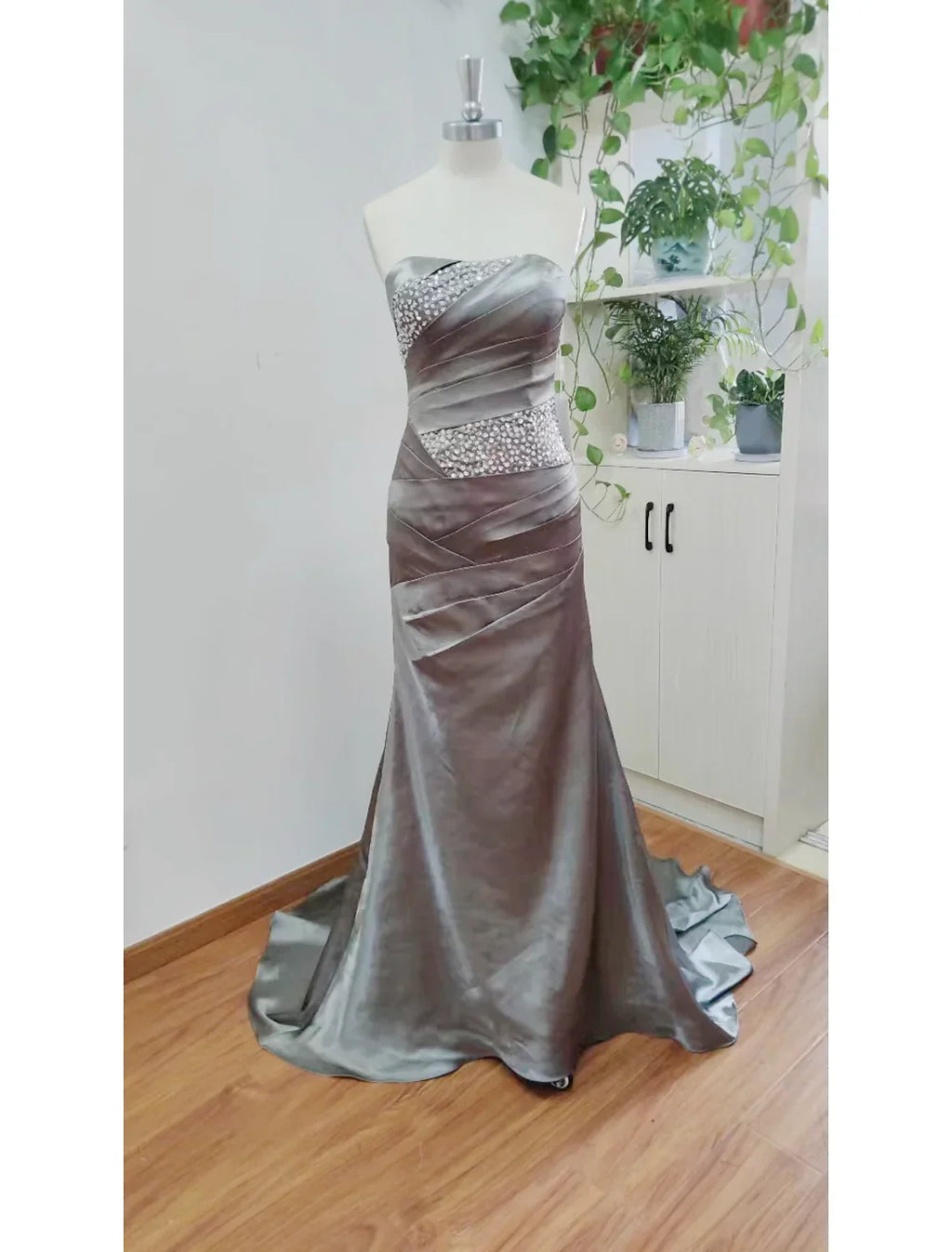 Sparkle Shine Wedding Guest Formal Evening Dress Strapless Sleeveless with Crystals