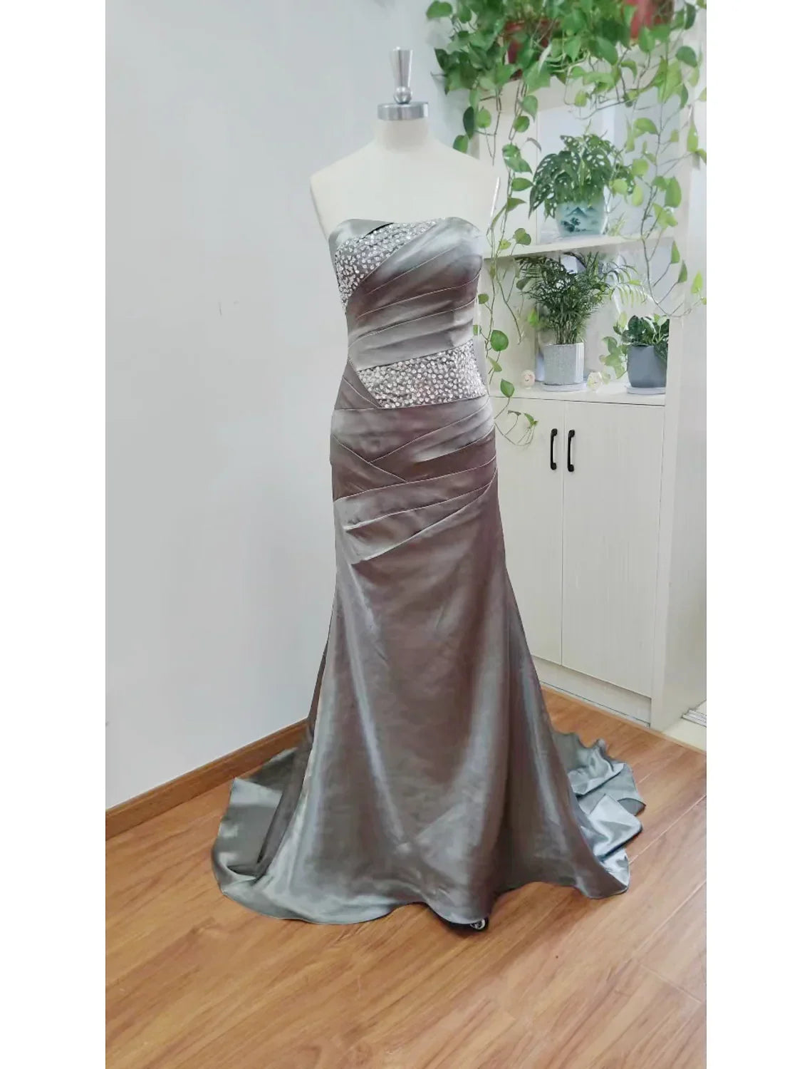 Sparkle Shine Wedding Guest Formal Evening Dress Strapless Sleeveless with Crystals