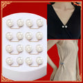 White DingJi 8PCS Luxurious Pearl Embellished Safety Pins - Non-Slip, Adjustable, Versatile Brooch for Dress, Waist, Collar, Scarf, Fashion Accessories - Champagne, Grey, Colors Available