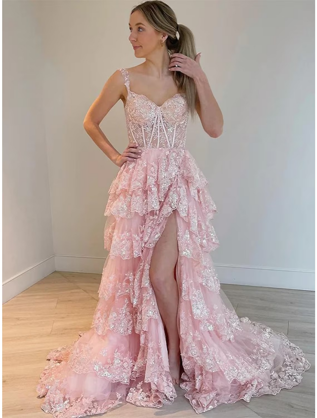 Corsets Dress Formal Court Train Sleeveless Off Shoulder with Slit