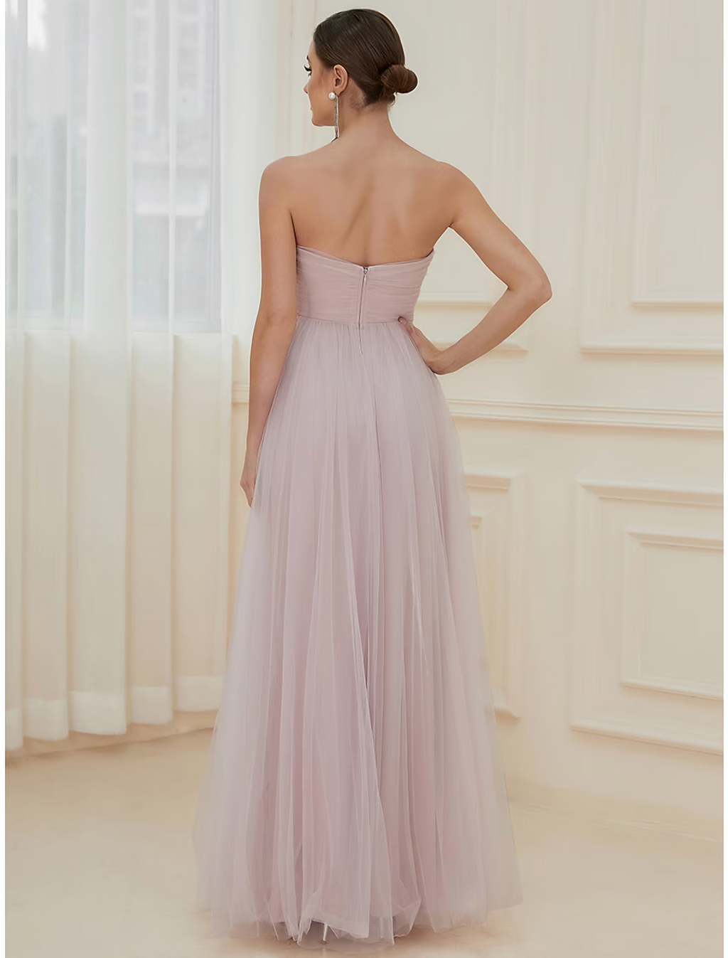 Evening Gown Elegant Dress Wedding Guest Floor Length Sleeveless Off Shoulder with Tiered