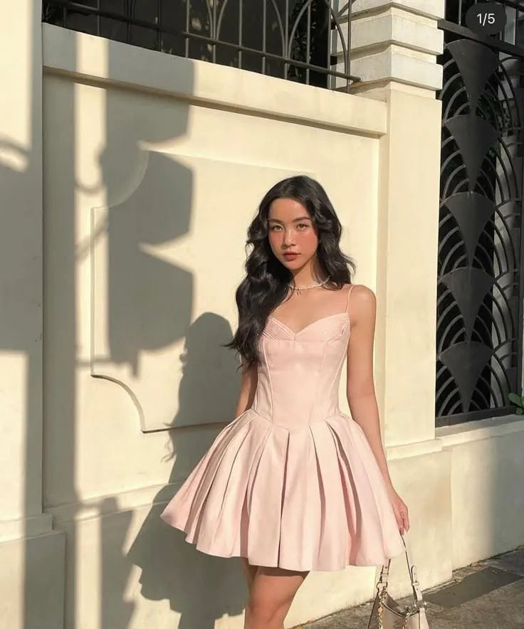 A Line Spaghetti Straps Short Homecoming Dress