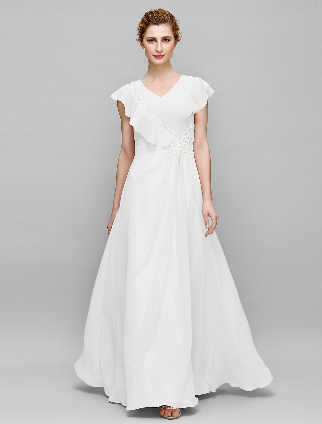 Mother of the Bride Dress Plus Size Elegant V Neck Floor Length Sleeveless with Criss Cross Appliques
