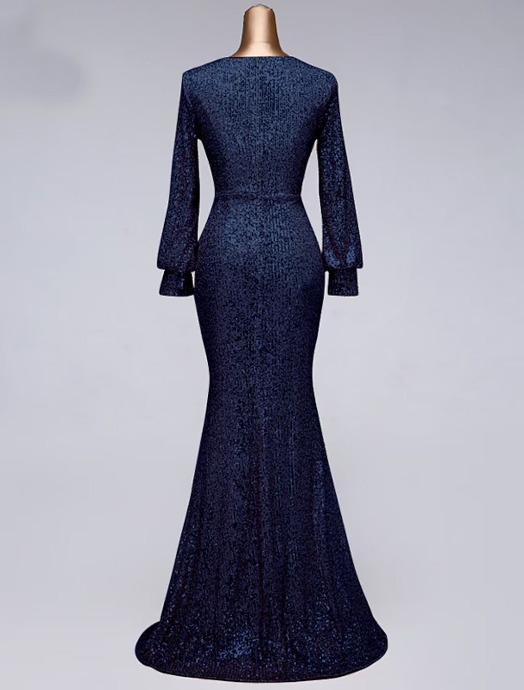 Evening Gown Elegant Dress Wedding Guest Floor Length Long Sleeve V Neck with Slit