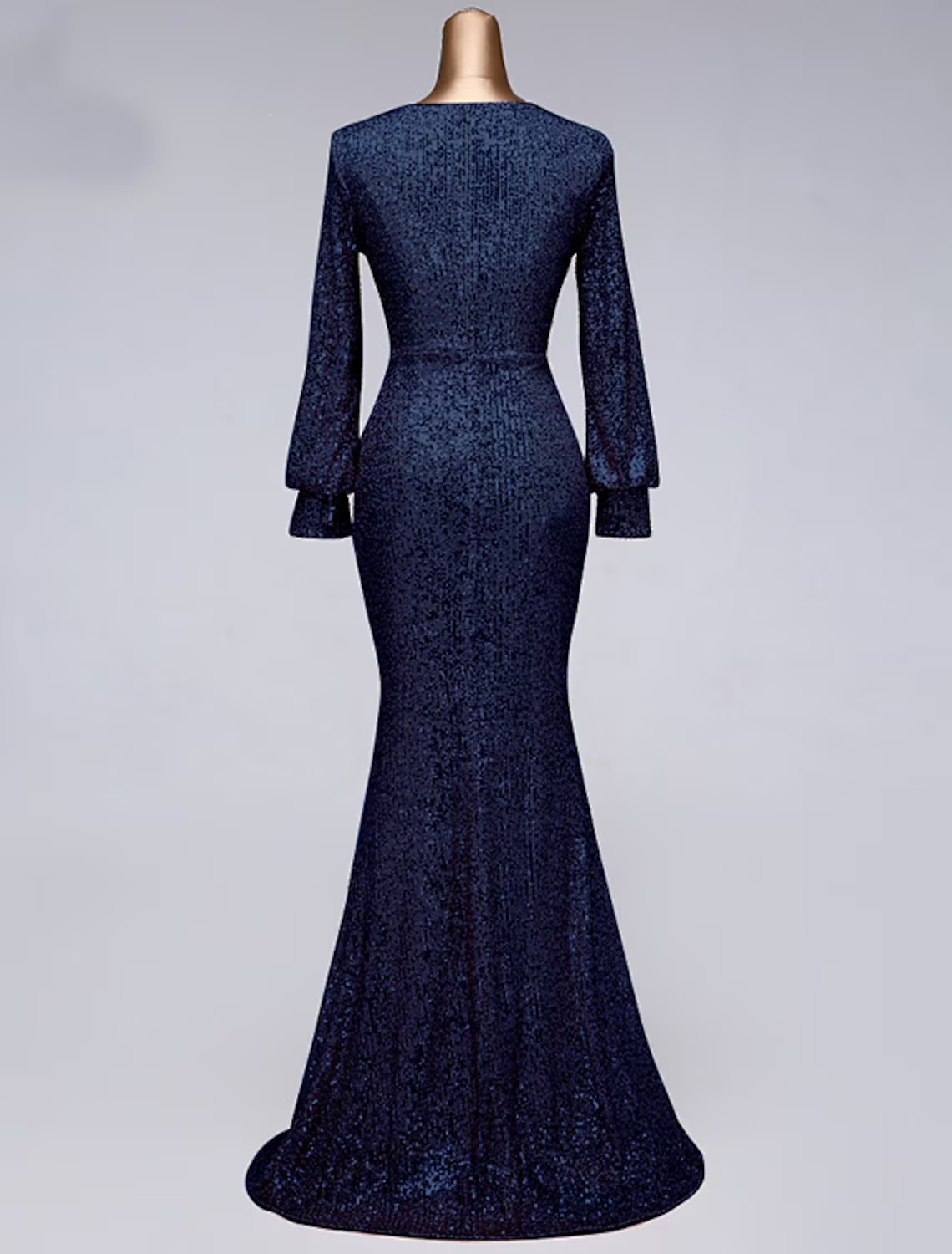 Evening Gown Elegant Dress Wedding Guest Floor Length Long Sleeve V Neck with Slit