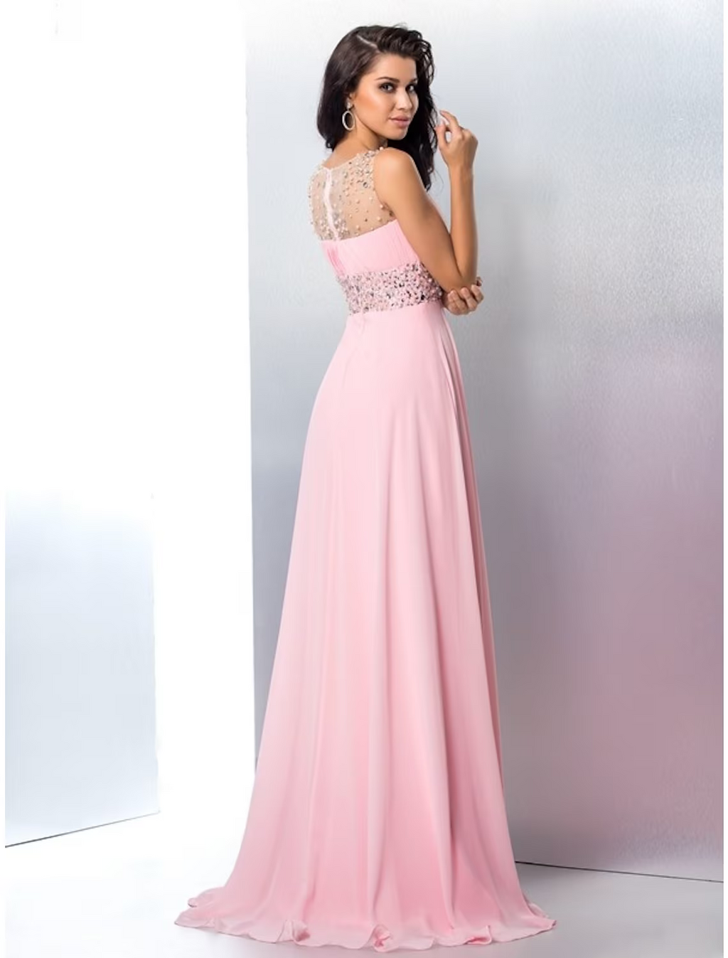 Sparkle Shine Dress Party Wear Sleeveless Jewel Neck with Rhinestone Slit