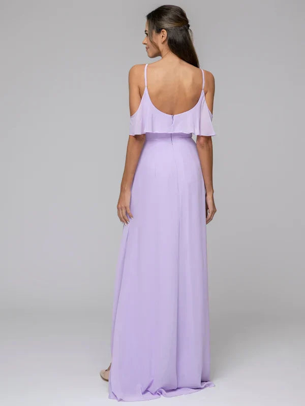 Cold Shoulder Open Back High Low Bridesmaid Dresses
