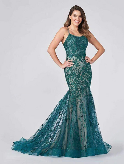 Elegant Red A-Line Classic-Neck Sleeveless Backless Floor-Length Evening Dress