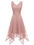 Cocktail Dresses Vintage Dress Graduation Party Wear Knee Length Sleeveless V Neck with Pleats