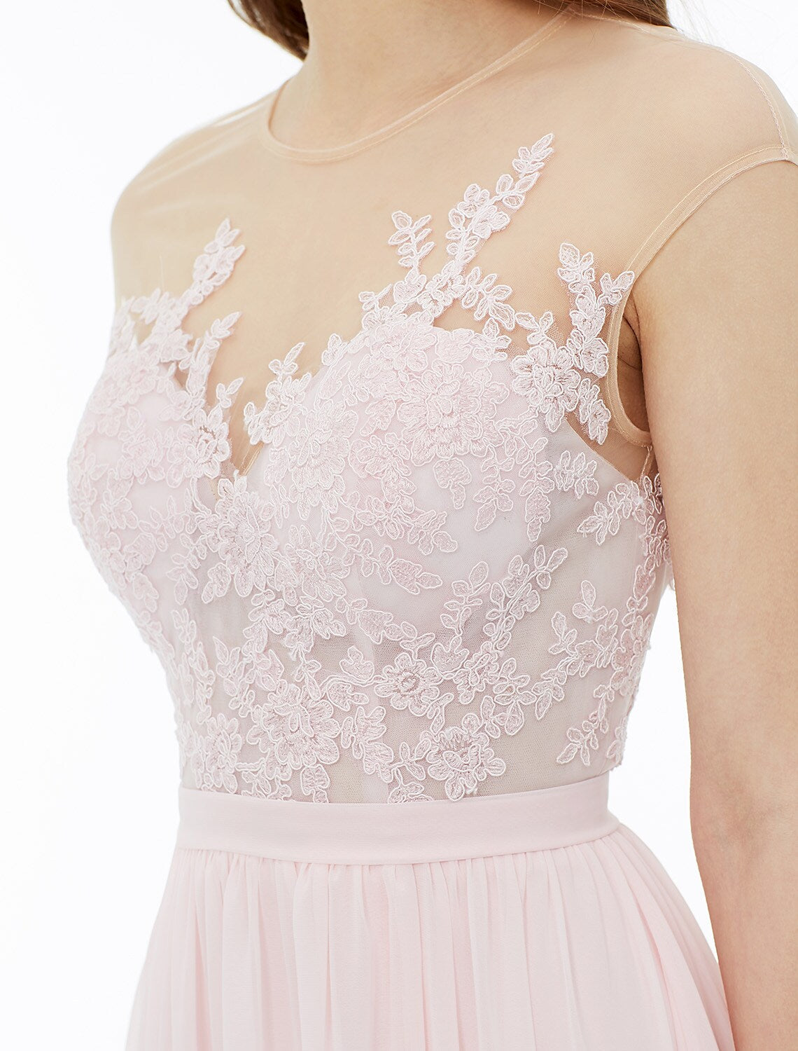 Bridesmaid Dress Sleeveless Floor Length Floral Sash Ribbon Appliques