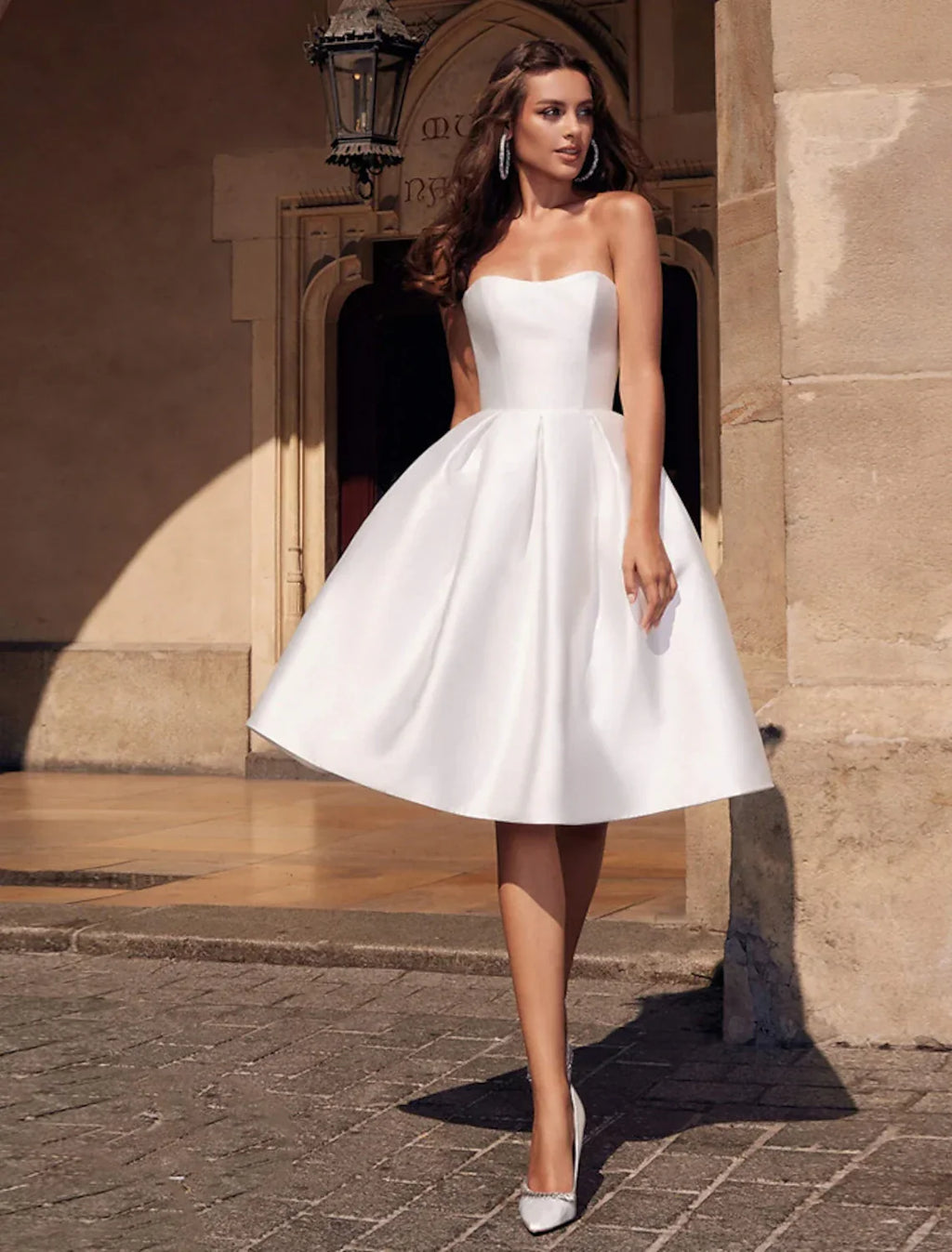 Cocktail Dresses Party Dress Homecoming Graduation Knee Length Sleeveless Strapless Fabric with Sleek