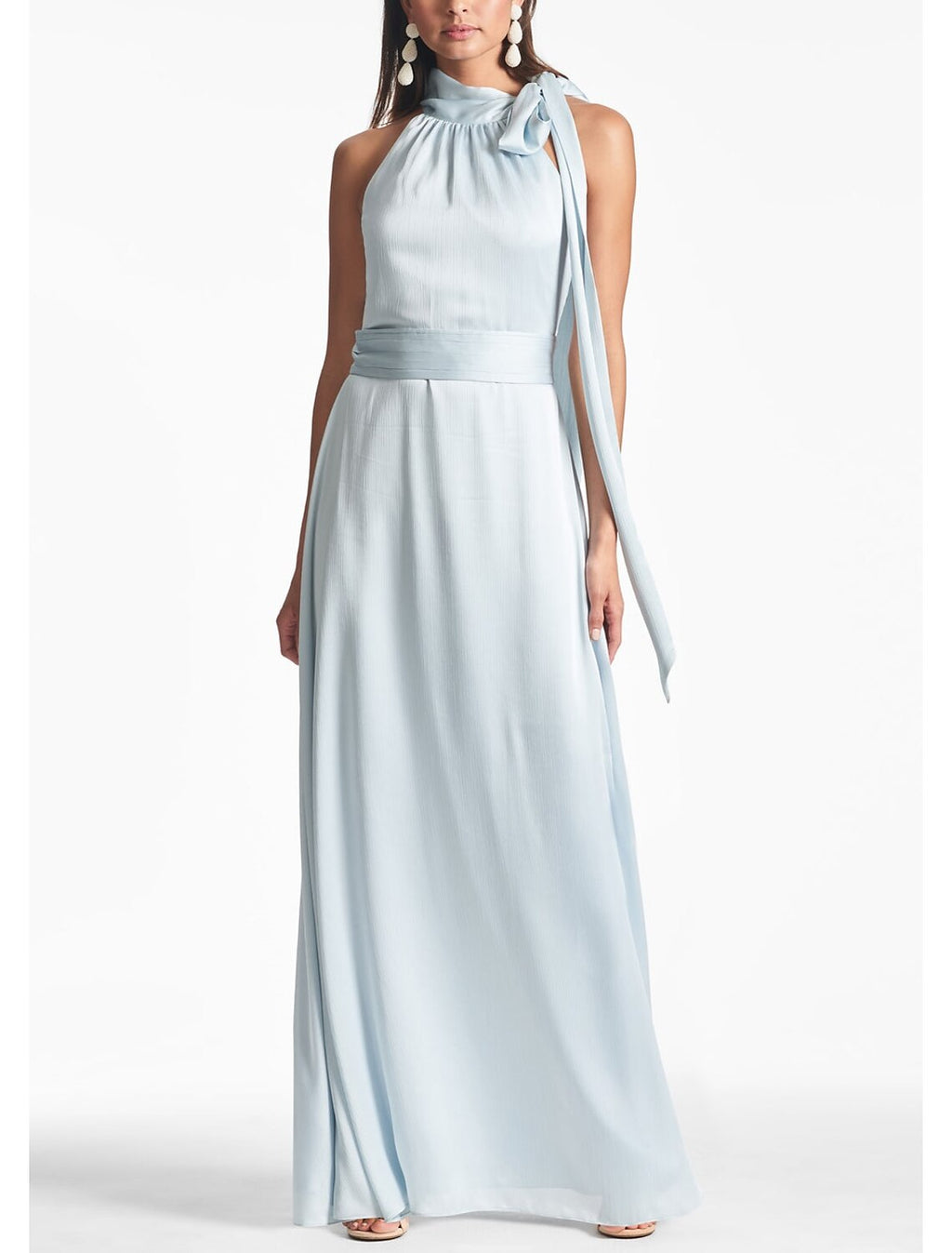 Sheath / Column Evening Gown Elegant Dress Formal Engagement Floor Length Sleeveless Halter Neck Charmeuse with Slit Strappy