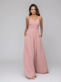 A Line Spaghetti Strap Bridesmaid Dresses With Twist-Knot