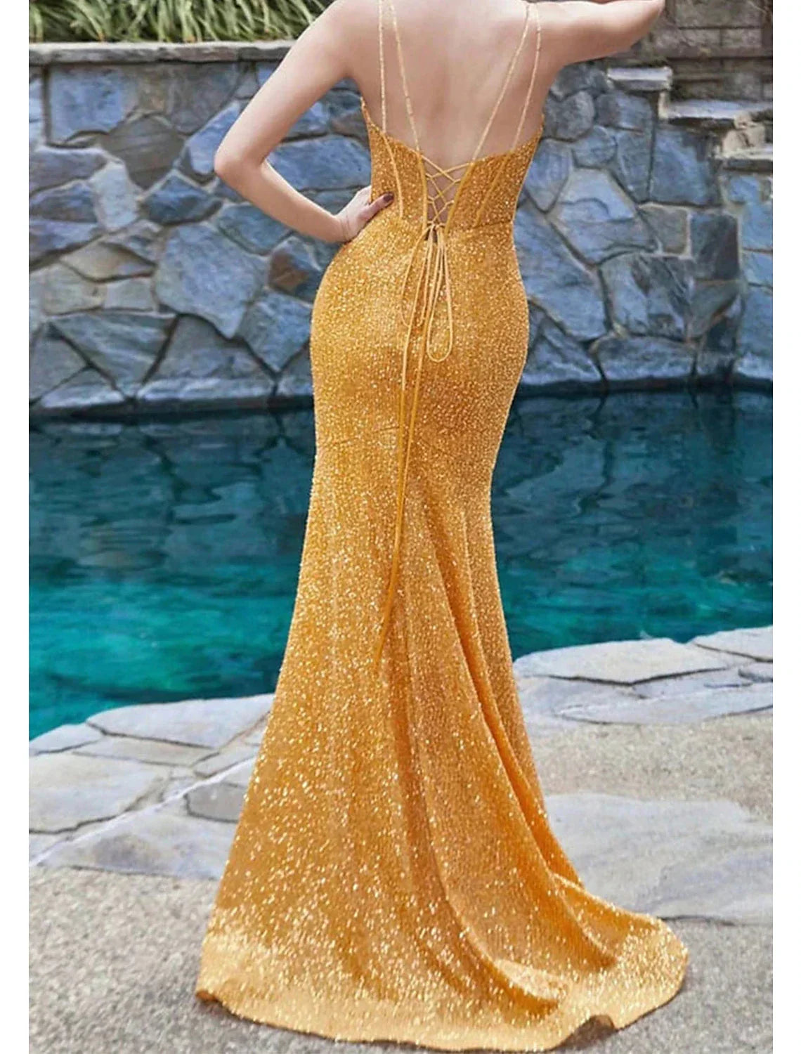 Mermaid / Trumpet Prom Dresses Sexy Dress Formal Sweep / Brush Train Sleeveless Sweetheart Backless with Slit