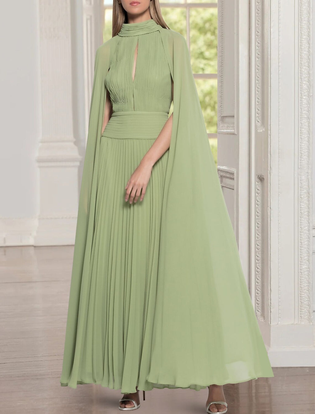 Two Piece A-Line Mother of the Bride Dress Formal Wedding Guest Elegant Jewel Neck Ankle Length Sleeveless with Ruching Solid Color