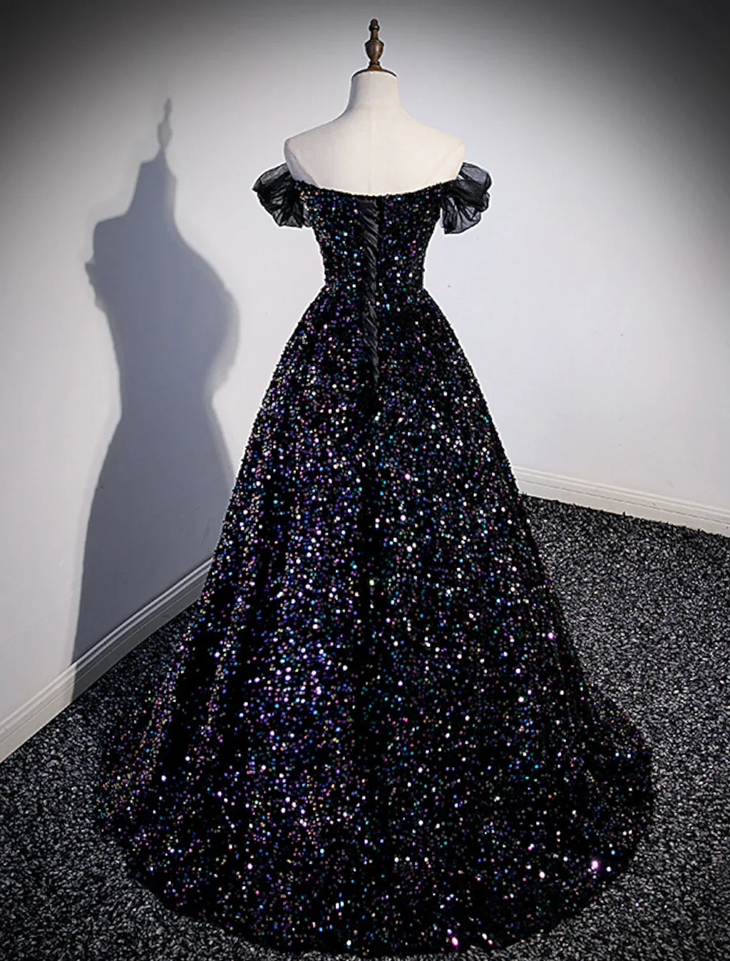 Ball Gown Prom Dresses Sparkle & Shine Dress Wedding Guest Birthday Court Train Sleeveless Off Shoulder with Pleats