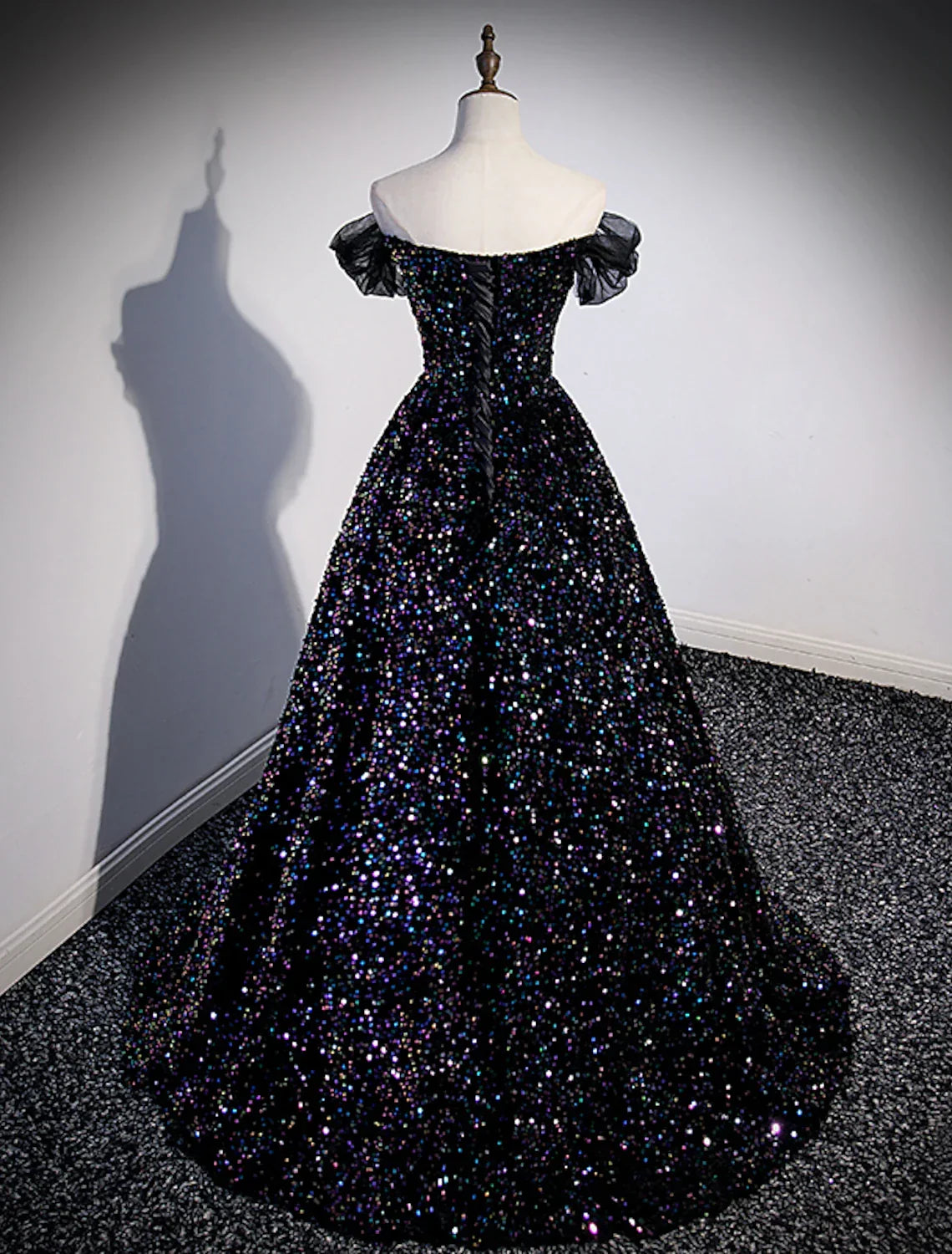 Ball Gown Prom Dresses Sparkle & Shine Dress Wedding Guest Birthday Court Train Sleeveless Off Shoulder with Pleats